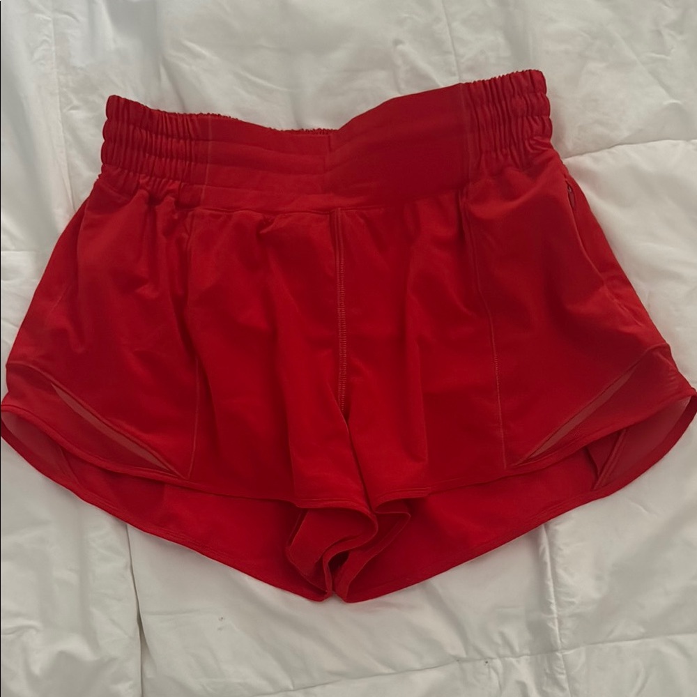 lululemon athletica hotty hot high rise 2.5in shorts in hot heat